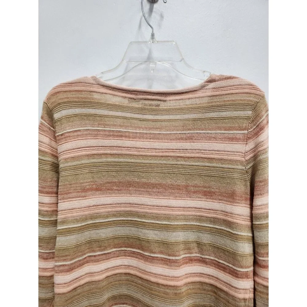 Lauren Ralph Lauren Denim Womens Sweater Medium Beige Linen Blend Striped Tunic - Picture 8 of 8